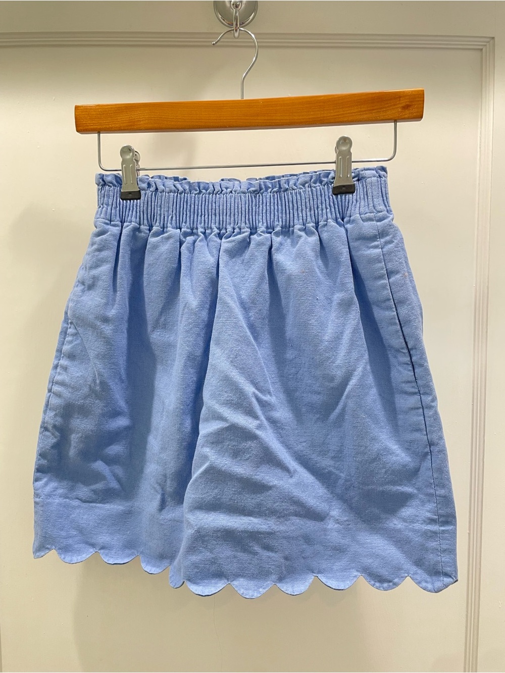 J. Crew Blue Scalloped Linen Skirt